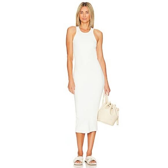 REVOLVE Tularosa Green The EmilyRibbed Midi Dress in White M Resort Summer